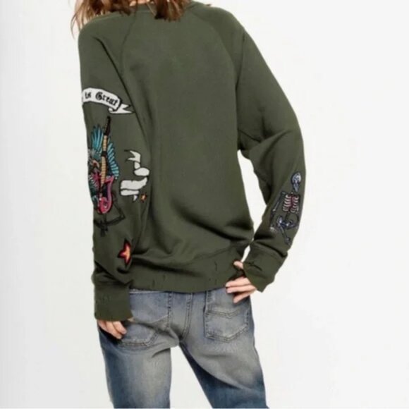 Womens Zadig & Voltaire Dark Green Multicolor Skeleton Graphic Sweatshirt Top M - Picture 2 of 16